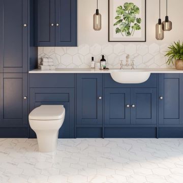 Hex Marble Wall & Floor Tile 175mm x 202mm - Matt Porcelain