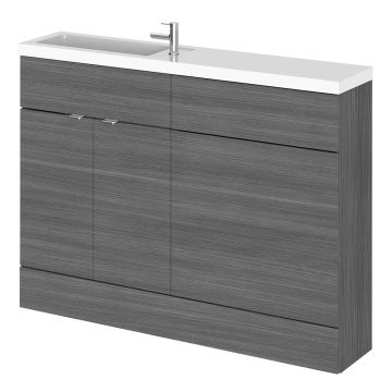 Hudson Reed Fusion Slimline 1200mm Combination WC & Basin Unit - Anthracite Woodgrain