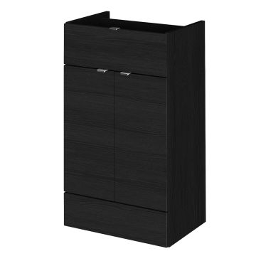 Hudson Reed Fusion 500mm Fitted Drawer Line Unit - Charcoal Black Woodgrain
