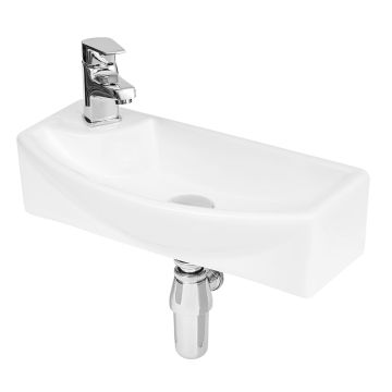 Hudson Reed 450mm 1 Tap Hole Wall Hung Basin - Right Hand