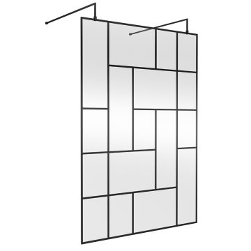 Hudson Reed Abstract 8mm Frame Wetroom Screen With Support Bars 1400mm - Matt Black