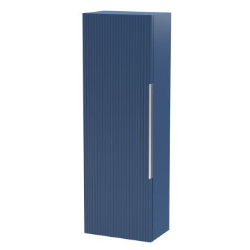 Hudson Reed Fluted 400mm Wall Hung 1 Door Tall Unit - Satin Blue