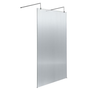 Hudson Reed Fluted 8mm Wetroom Screen with Arms & Feet 900mm - Chrome