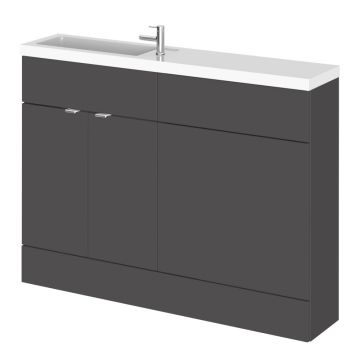 Hudson Reed Fusion Slimline 1200mm Combination WC & Basin Unit - Gloss Grey