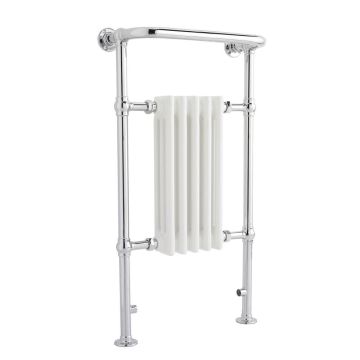 Hudson Reed Harrow Floor Mounted Towel Rail 965mm x 540mm - White/Chrome