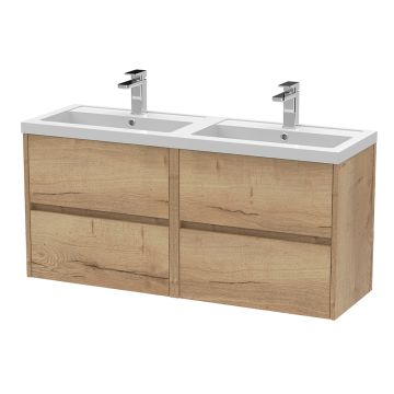 Nuie Havana 1200mm Wall Hung Basin Unit & Ceramic Basin - Halifax Oak