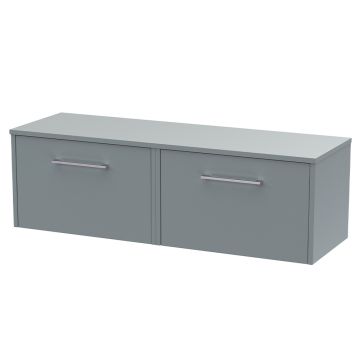 Hudson Reed Juno 1200mm Wall Hung 2 Drawer Basin Unit & Worktop - Coastal Grey