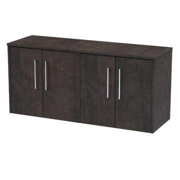 Hudson Reed Juno 1200mm Wall Hung 4 Door Basin Unit & Worktop - Metallic Slate