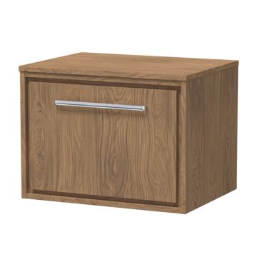 Hudson Reed Lille 800mm Wall Hung 1 Drawer Vanity Unit & Worktop - Antique Oak