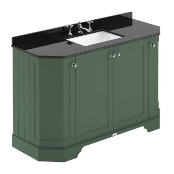 Hudson Reed Old London 1000mm 4 Door Angled Unit & 1TH Basin With Grey Marble Top - Hunter Green