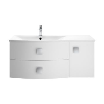 Hudson Reed Sarenna 1000mm Wall Hung Cabinet & Basin Left Hand - Moon White