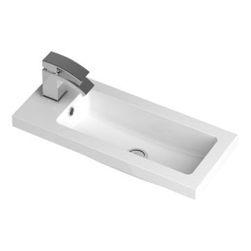 Hudson Reed Slimline 600mm Ruby Side Tap Basin - White 