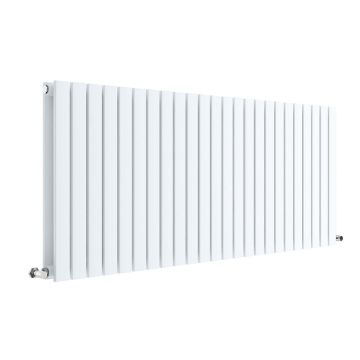 Hudson Reed Sloane Horizontal Double Panel Designer Radiator 600mm x 1398mm - High Gloss White