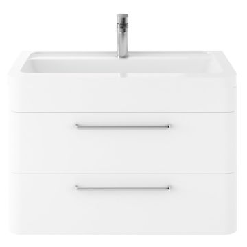 Hudson Reed Solar 800mm Wall Hung Cabinet & Ceramic Basin - Pure White