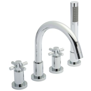 Hudson Reed Tec Crosshead 4 Tap Hole Bath Shower Mixer - Chrome