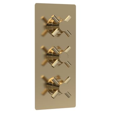 Hudson Reed Tec Crosshead Triple Concealed Shower Valve with Diverter - Brushed Brass