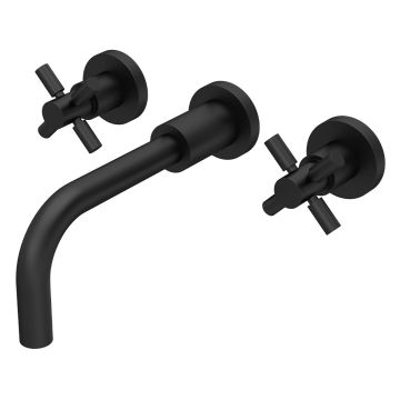 Hudson Reed Tec Crosshead Wall Mounted Basin Mixer - Matt Black