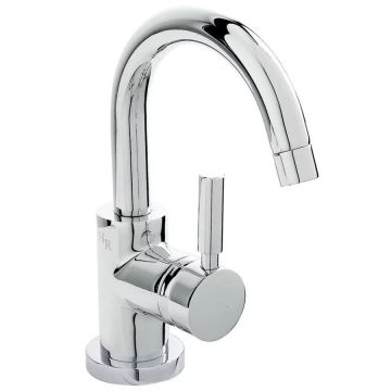 Hudson Reed Tec Lever Side Action Mini Basin Mixer with Push Button Waste - Chrome