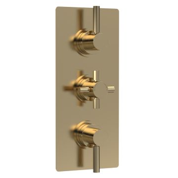 Hudson Reed Tec Pura Plus Triple Concealed Shower Valve with Diverter - Brushed Brass