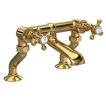 Hudson Reed Topaz Crosshead Deck Mounted Bath Filler - Brushed Brass