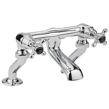 Hudson Reed Topaz Dome Black Crosshead Deck Mounted Bath Filler - Chrome