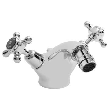 Hudson Reed Topaz Dome Black Crosshead Mono Bidet Mixer - Chrome