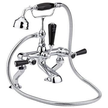 Hudson Reed Topaz Dome Black Lever Deck Mounted Bath Shower Mixer - Chrome