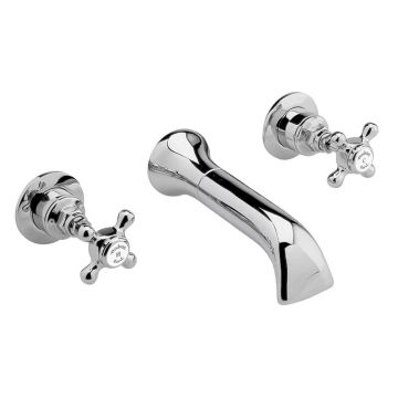 Hudson Reed Topaz Dome Crosshead 3TH Wall Mounted Bath Filler - Chrome