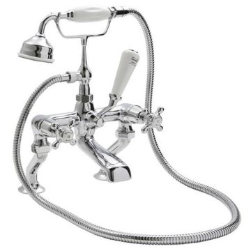 Hudson Reed Topaz Dome Crosshead Deck Mounted Bath Shower Mixer - Chrome