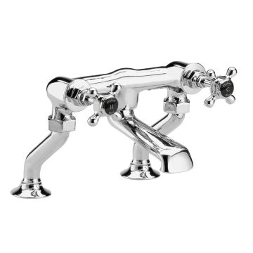 Hudson Reed Topaz Hexagonal Black Crosshead Deck Mounted Bath Filler - Chrome