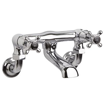 Hudson Reed Topaz Hexagonal Black Crosshead Wall Mounted Bath Filler - Chrome