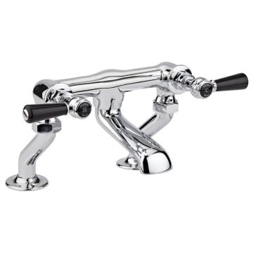 Hudson Reed Topaz Hexagonal Black Lever Deck Mounted Bath Filler - Chrome