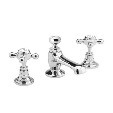 Hudson Reed Topaz Hexagonal Crosshead 3TH Basin Mixer with Pop-up Waste - Chrome