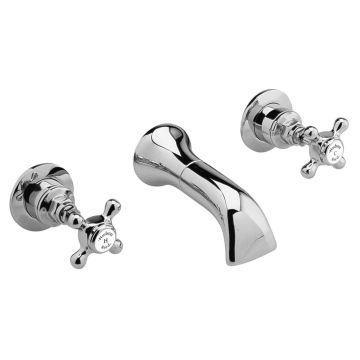 Hudson Reed Topaz Hexagonal Crosshead 3TH Wall Mounted Basin Mixer - Chrome