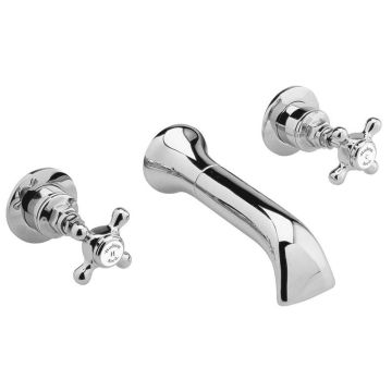 Hudson Reed Topaz Hexagonal Crosshead 3TH Wall Mounted Bath Filler - Chrome