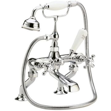 Hudson Reed Topaz Hexagonal Crosshead Deck Mounted Bath Shower Mixer - Chrome