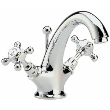 Hudson Reed Topaz Hexagonal Crosshead Mono Basin Mixer with Pop-up Waste - Chrome