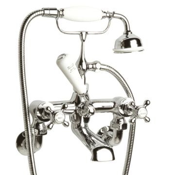 Hudson Reed Topaz Hexagonal Crosshead Wall Mounted Bath Shower Mixer - Chrome