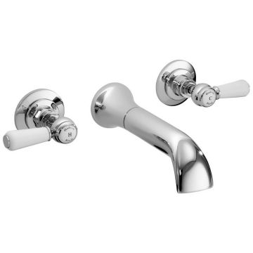 Hudson Reed Topaz Hexagonal Lever 3TH Wall Mounted Basin Mixer - Chrome