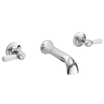 Hudson Reed Topaz Hexagonal Lever 3TH Wall Mounted Bath Filler - Chrome