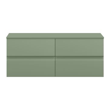 Hudson Reed Urban 1200mm Wall Hung 4 Drawer Vanity Unit & Worktop - Satin Green