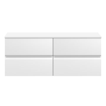 Hudson Reed Urban 1200mm Wall Hung 4 Drawer Vanity Unit & Worktop - Satin White