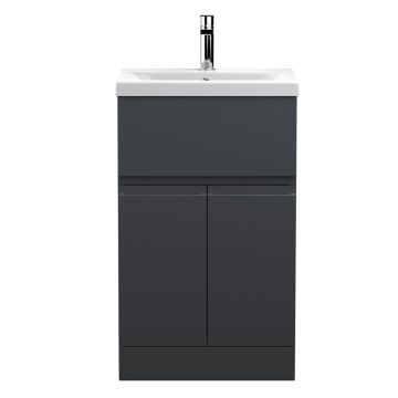 Hudson Reed Urban 500mm Freestanding 2 Door & 1 Drawer Vanity Unit & Curved Basin - Satin Anthracite