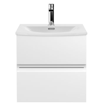 Hudson Reed Urban 500mm Wall Hung 2 Drawer Vanity Unit with Curved Basin - Satin White
