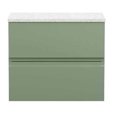 Hudson Reed Urban 800mm Wall Hung 2 Drawer Vanity Unit & Sparkling White Laminated Worktop - Satin Green