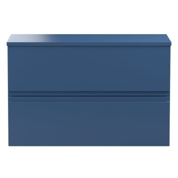 Hudson Reed Urban 800mm 2 Drawer Wall Hung Cabinet & Worktop - Satin Blue