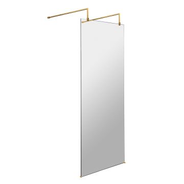 Hudson Reed Walk-In 8mm Wetroom Screen with Support Arms & Feet 700mm - Brushed Brass