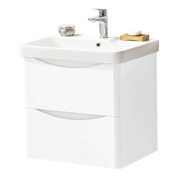 Kartell Arc 600mm Wall Mounted Vanity Unit & Basin - Gloss White