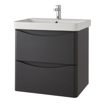 Kartell Arc 600mm Wall Mounted Vanity Unit & Basin - Matt Graphite