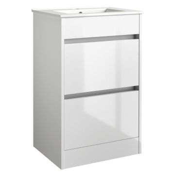 Kartell City 500mm Freestanding Vanity Unit & Basin - White Gloss